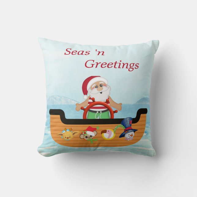 Santa Nautical Christmas Pillow (Front)