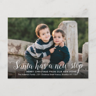 Santa New Home Stop Christmas Photo Holiday Moving Postcard