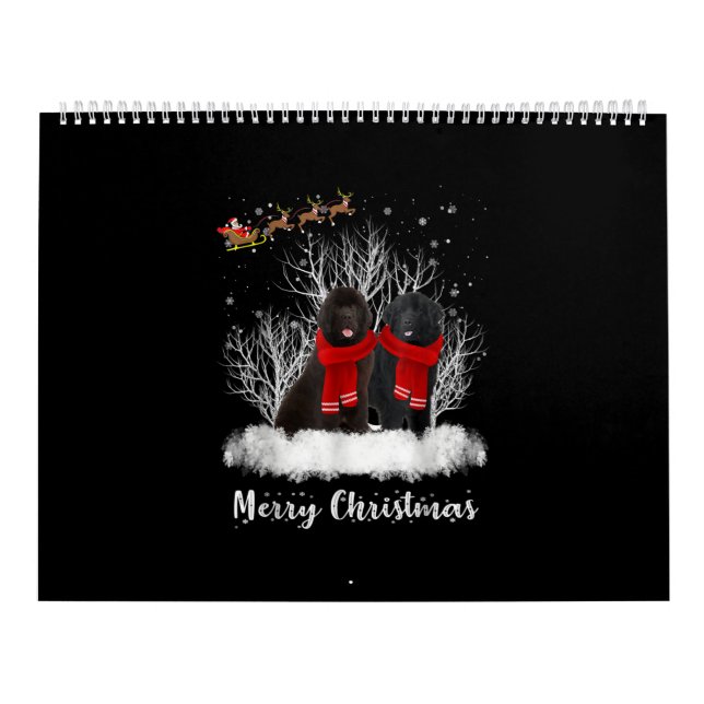 Santa Newfoundland Couple Merry Christmas Dog Gift Calendar (Cover)