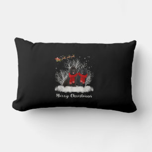 Santa Newfoundland Couple Merry Christmas Dog Gift Lumbar Pillow