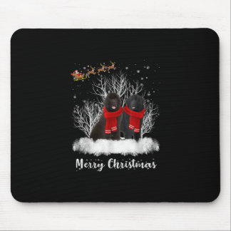 Santa Newfoundland Couple Merry Christmas Dog Gift Mouse Pad