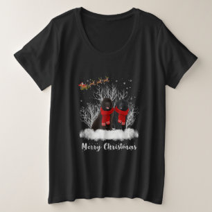 Santa Newfoundland Couple Merry Christmas Dog Gift Plus Size T-Shirt