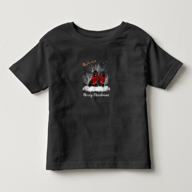 Santa Newfoundland Couple Merry Christmas Dog Gift Toddler T-shirt (Front)