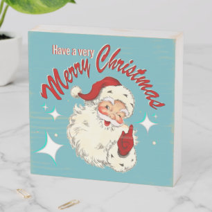Santa No 4 Merry Christmas Wooden Box Sign