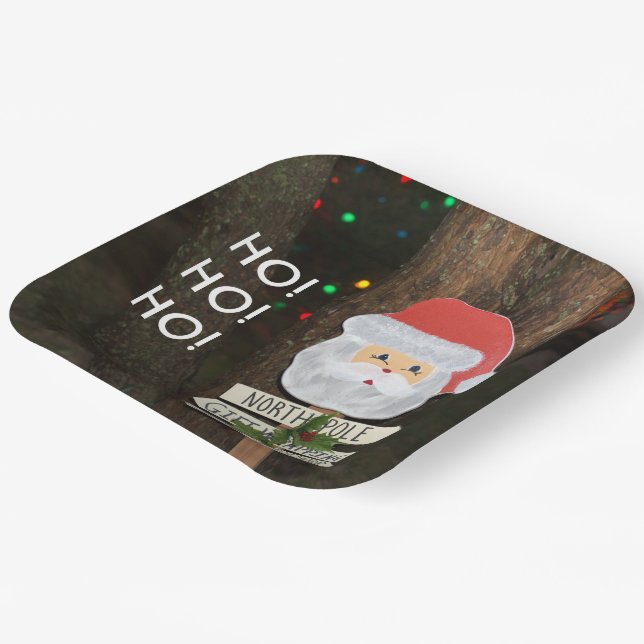 Santa North Pole Ho Ho Ho  Paper Plates (Angled)