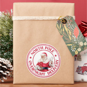 Santa North Pole Overnight Delivery Classic Round Sticker