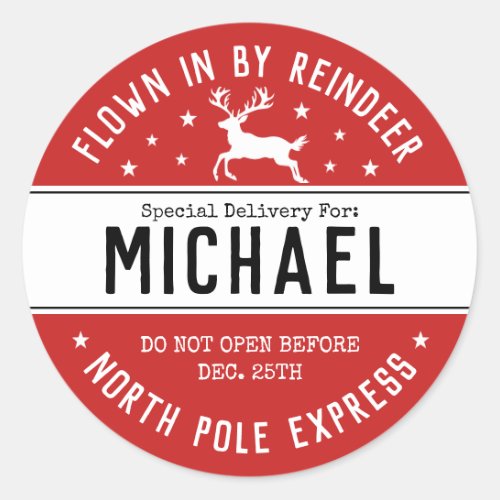 Santa North Pole Reindeer Christmas Sticker