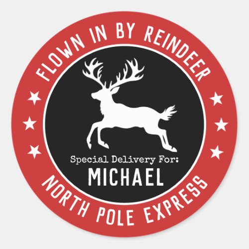 Santa North Pole Reindeer Christmas Sticker