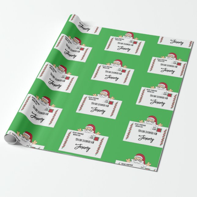 Santa North Pole Special Delivery Personalized Kid Wrapping Paper (Unrolled)