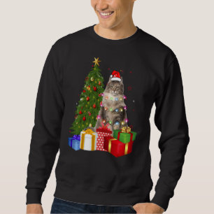 Santa Norwegian Forest Cat Christmas Tree Light Xm Sweatshirt
