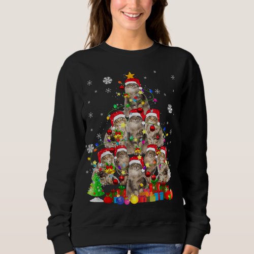 Santa Norwegian Forest Christmas Tree Xmas Lights  Sweatshirt