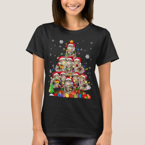 Santa Norwegian Forest Christmas Tree Xmas Lights  T_Shirt