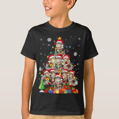 Santa Norwegian Forest Christmas Tree Xmas Lights  T_Shirt