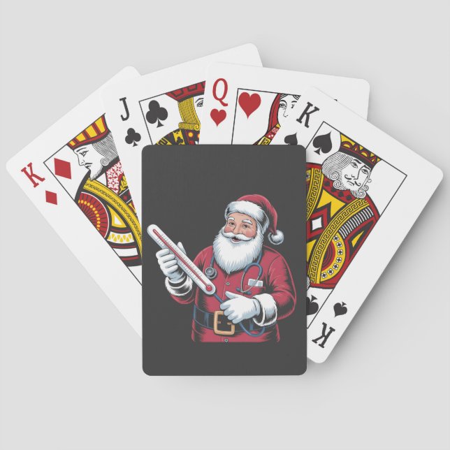 Santa Nurse Xmas Nursing Healthcare Worker   Poker Cards (Back)