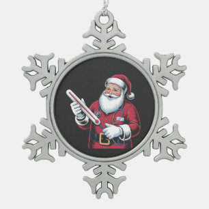 Santa Nurse Xmas Nursing Healthcare Worker Snowflake Pewter Christmas Ornament