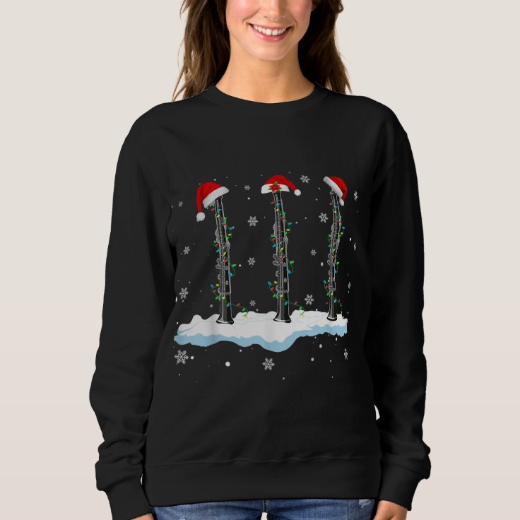 Santa Oboe Christmas Lights Funny Oboe Lover Gifts Sweatshirt | Zazzle