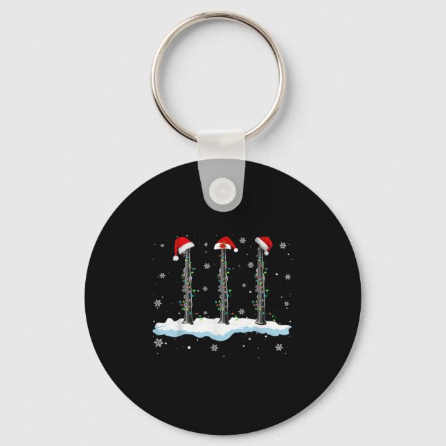 Santa Oboe Christmas Lights Funny Oboe Lover  Keychain (Front)