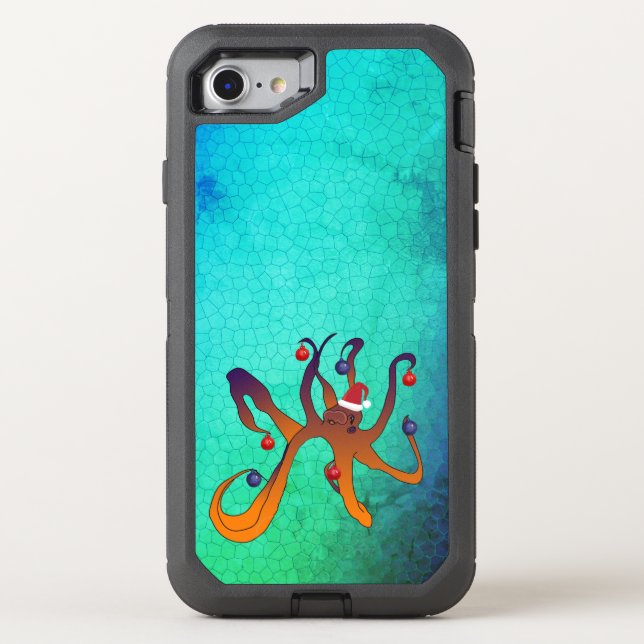 Santa Octopus Otterbox iPhone Case (Back)