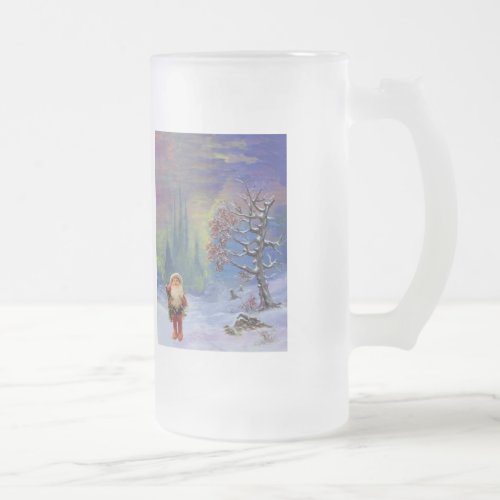 SANTA OF THE GNOMES FROSTED GLASS BEER MUG