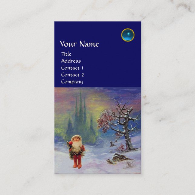 SANTA  OF THE GNOMES MONOGRAM Blue Sapphire Business Card (Front)