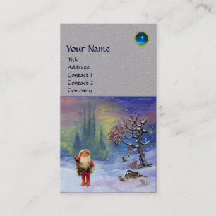 SANTA OF THE GNOMES MONOGRAM Blue Sapphire Grey Business Card