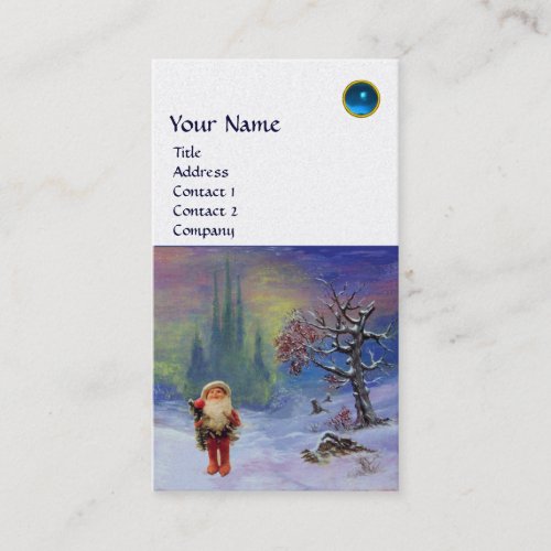 SANTA  OF THE GNOMES MONOGRAM Blue Sapphire Pearl Business Card