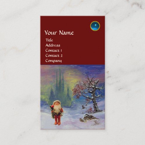 SANTA  OF THE GNOMES MONOGRAM Blue Sapphire Red Business Card