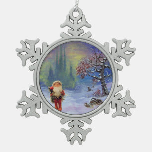 SANTA OF THE GNOMES SNOWFLAKE PEWTER CHRISTMAS ORNAMENT