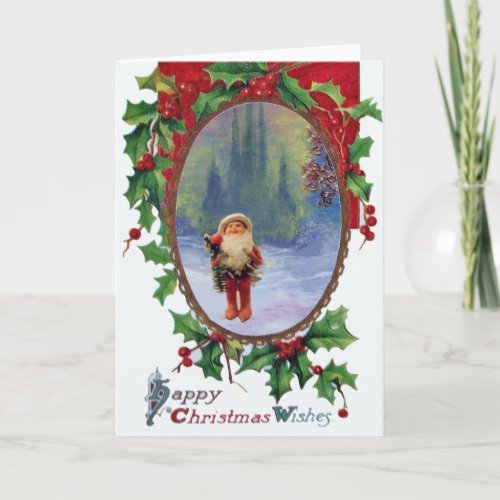 SANTA OF THE GNOMS Hollyberry Christmas Crown Holiday Card