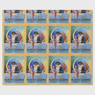 SANTA OF THE SAILORS,MOON,CHRISTMAS SOCKS AND TOYS WRAPPING PAPER