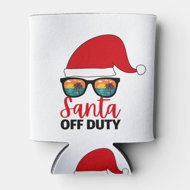 Santa Off Duty Christmas In July Can Cooler (Front)