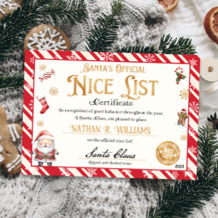 Santa Official Nice List Certificate Invitation