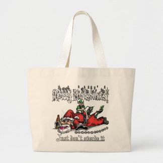 Santa on a Bender Large Tote Bag