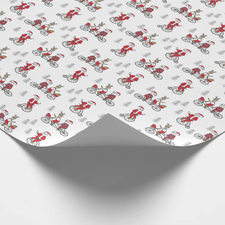 Santa on a bicycles cute kids novelty wrapping paper Zazzle