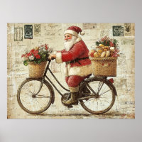 Santa on a Bike, vintage,