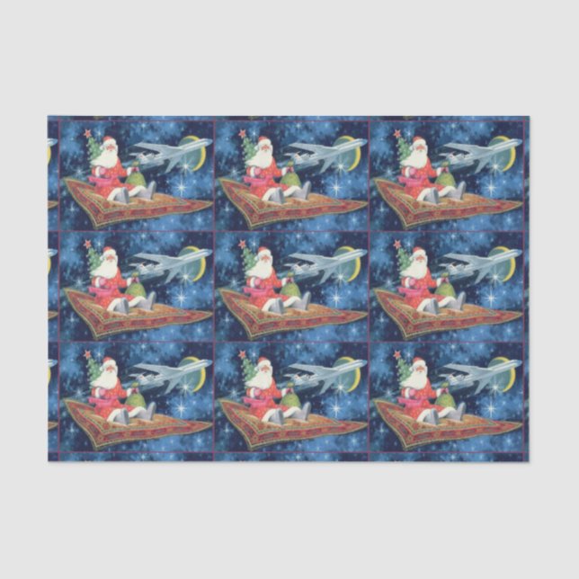 Santa On A Flying Carpet Tissue Paper (Front)
