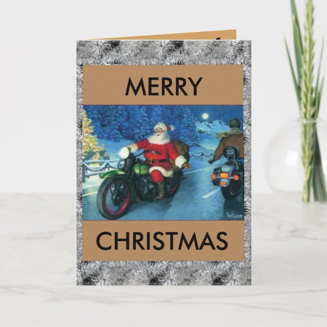 Santa on a Harley christmas card (Front)