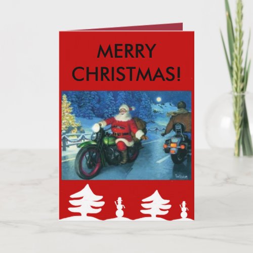 Santa on a Harley Christmas card