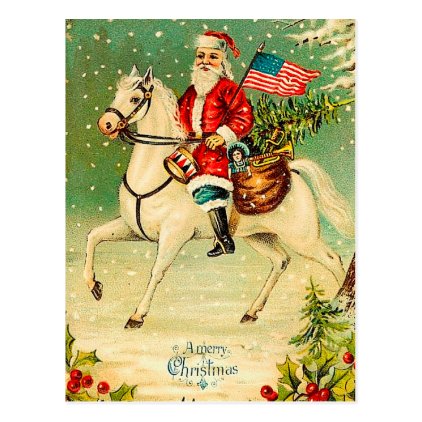 Santa on a Horse Vintage Christmas Postcard