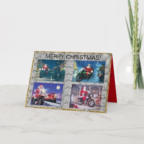 Santa on a Motorcycle Christmas Card