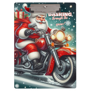 Santa on a motorcycle clipboard