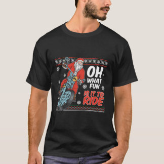 Santa On A Motorcycle For Christmas T-Shirt