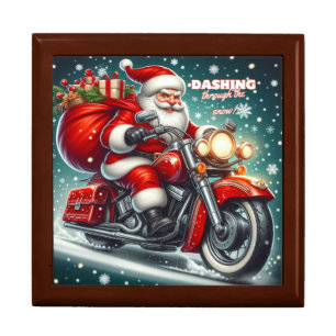 Santa on a motorcycle gift box