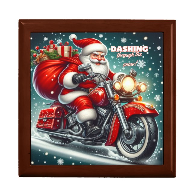 Santa on a motorcycle gift box (Front)