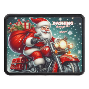 Santa on a motorcycle hitch cover
