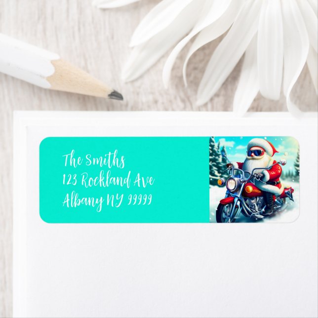 Santa on a Motorcycle  Label (Insitu)