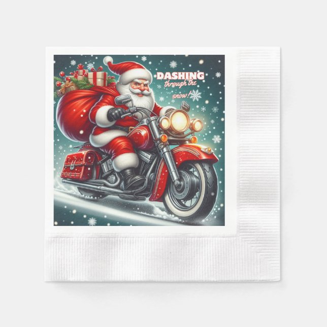 Santa on a motorcycle napkins (Front)
