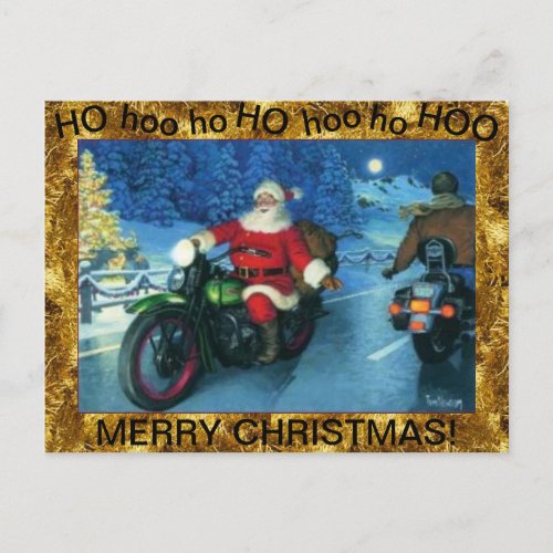 Santa on a Motorcycle Postcard