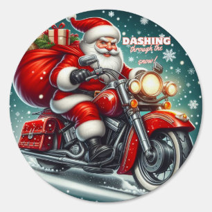Santa on a motorcycle sign