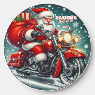 Santa on a motorcycle wireless charger 